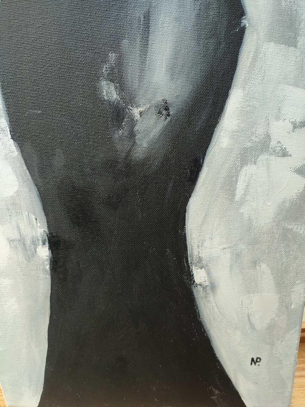 "Lady in Black" — Original Monochromatic Figurative Oil Painting by Nataliia Plakhotnyk