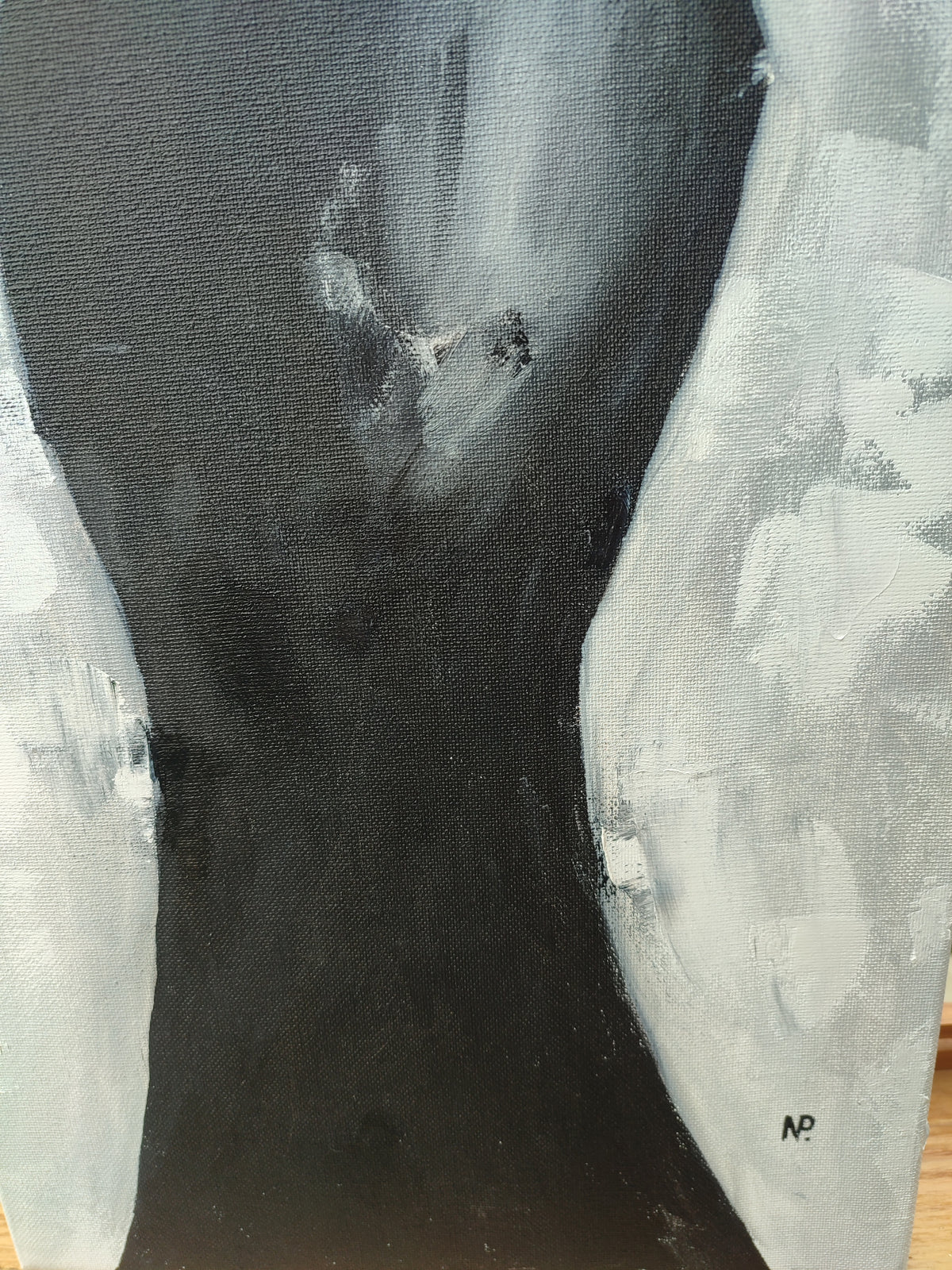 "Lady in Black" — Original Monochromatic Figurative Oil Painting by Nataliia Plakhotnyk
