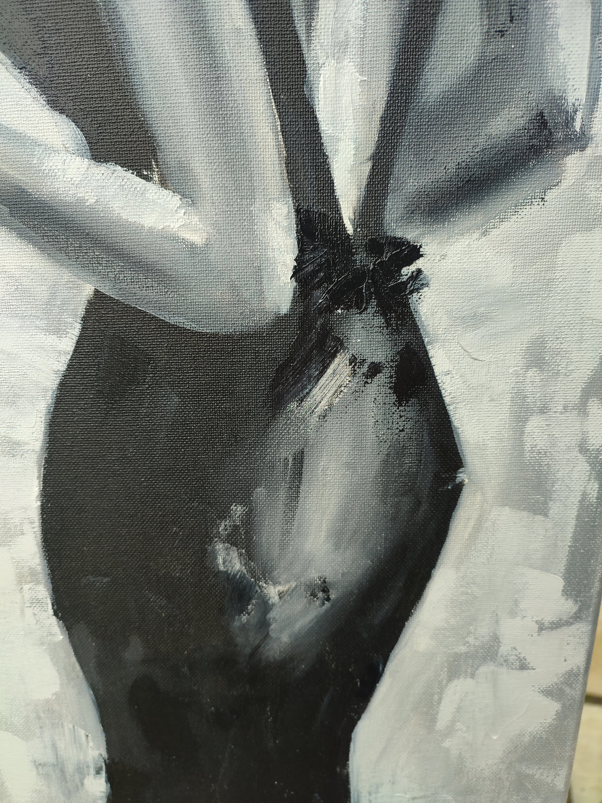 "Lady in Black" — Original Monochromatic Figurative Oil Painting by Nataliia Plakhotnyk
