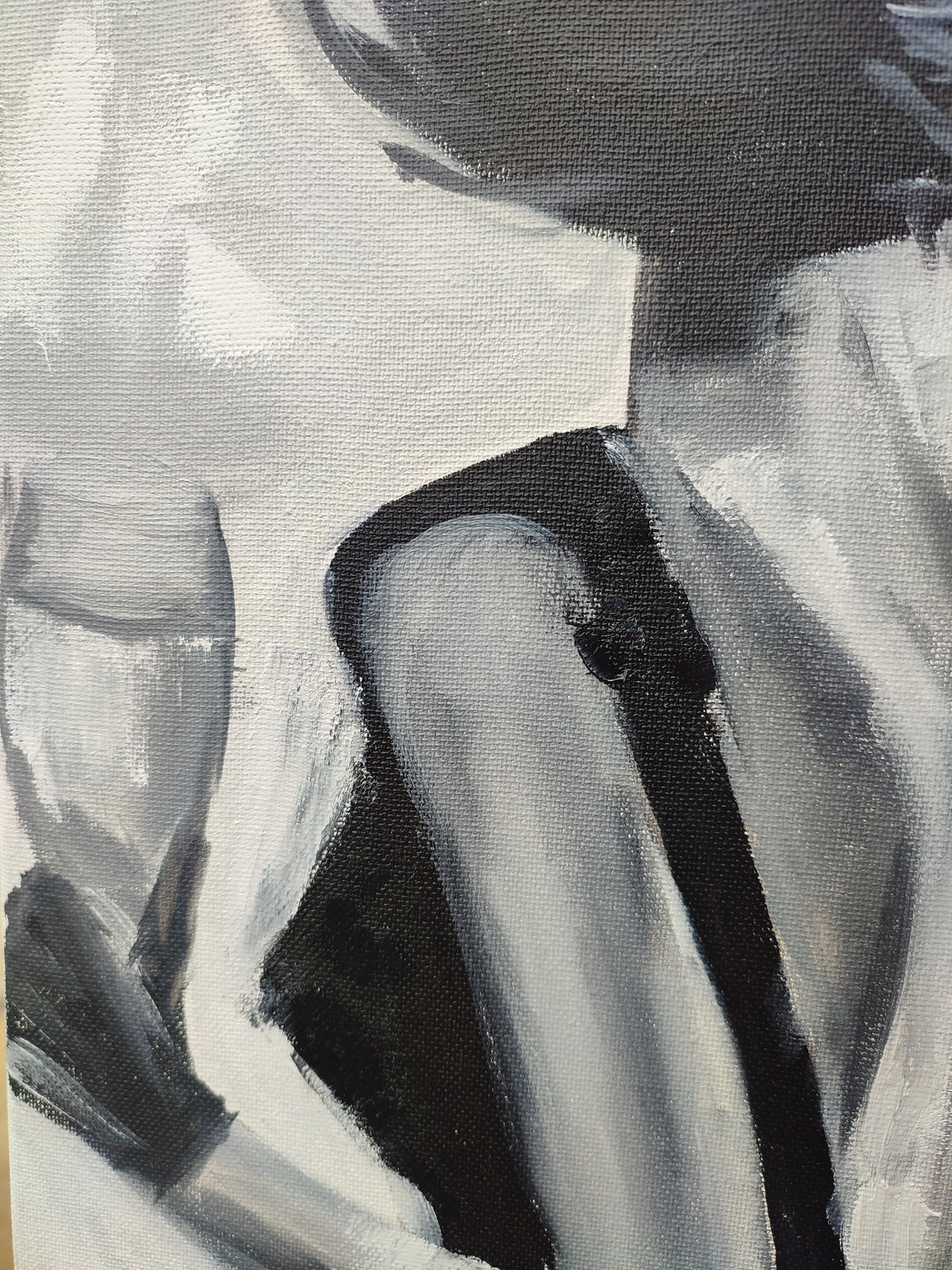 "Lady in Black" — Original Monochromatic Figurative Oil Painting by Nataliia Plakhotnyk