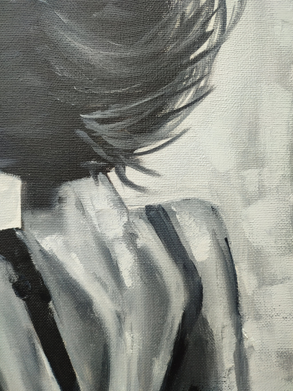 "Lady in Black" — Original Monochromatic Figurative Oil Painting by Nataliia Plakhotnyk