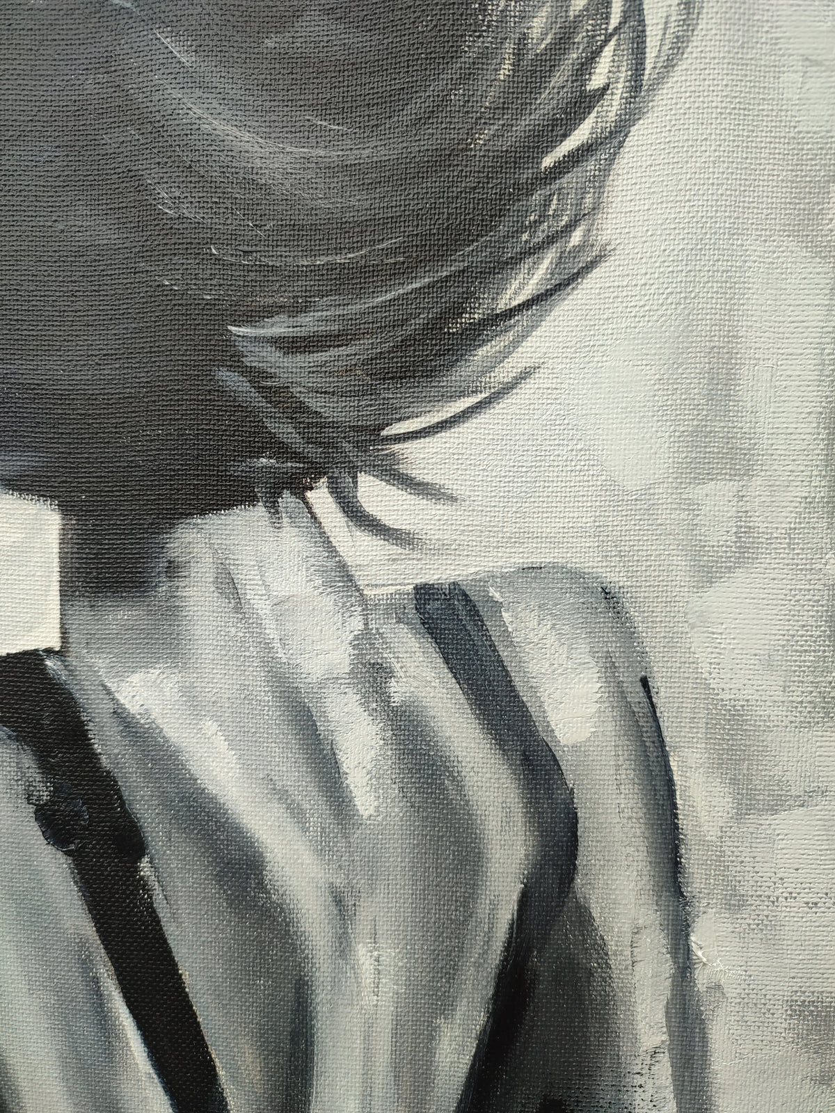 "Lady in Black" — Original Monochromatic Figurative Oil Painting by Nataliia Plakhotnyk