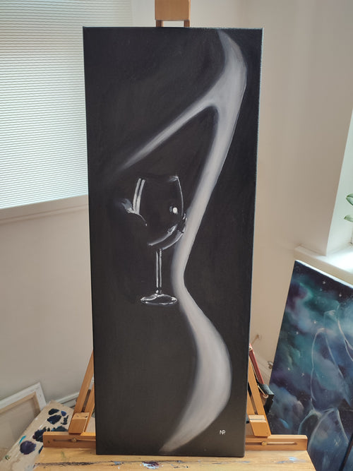 "Lonely Night" — Original Minimalist Monochrome Oil Painting by Nataliia Plakhotnyk