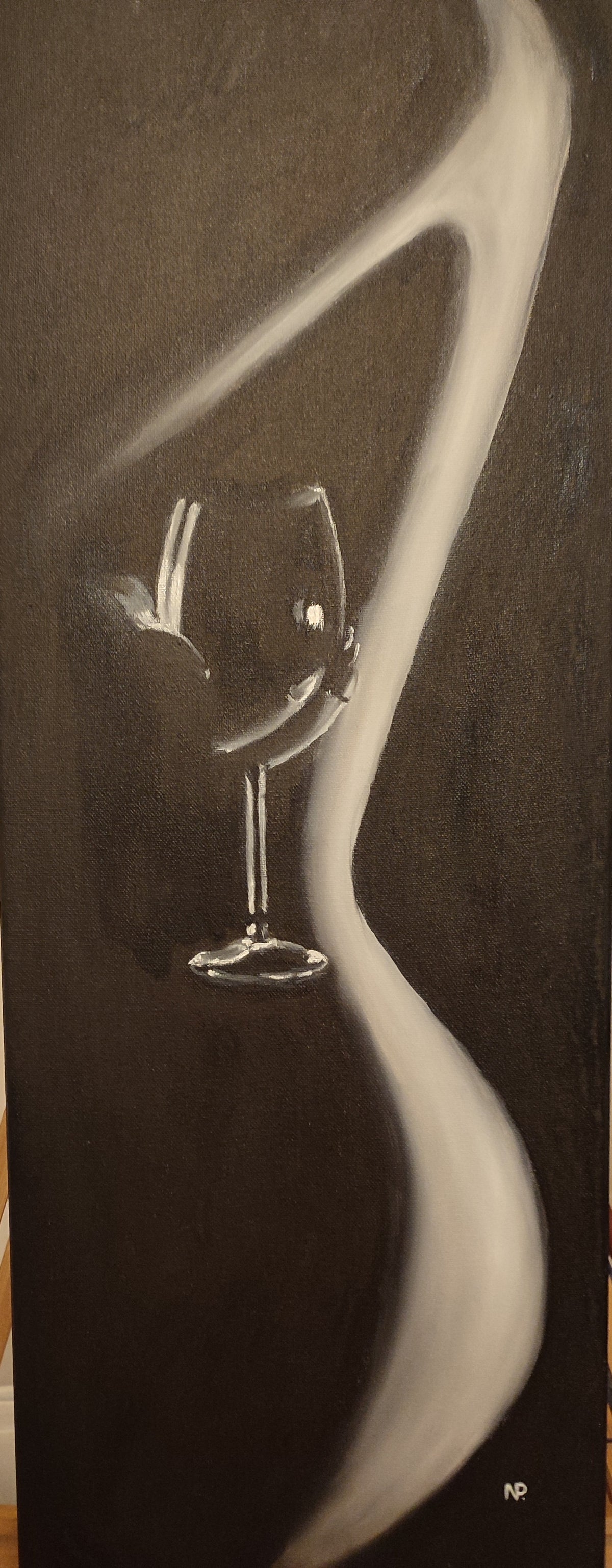 "Lonely Night" — Original Minimalist Monochrome Oil Painting by Nataliia Plakhotnyk
