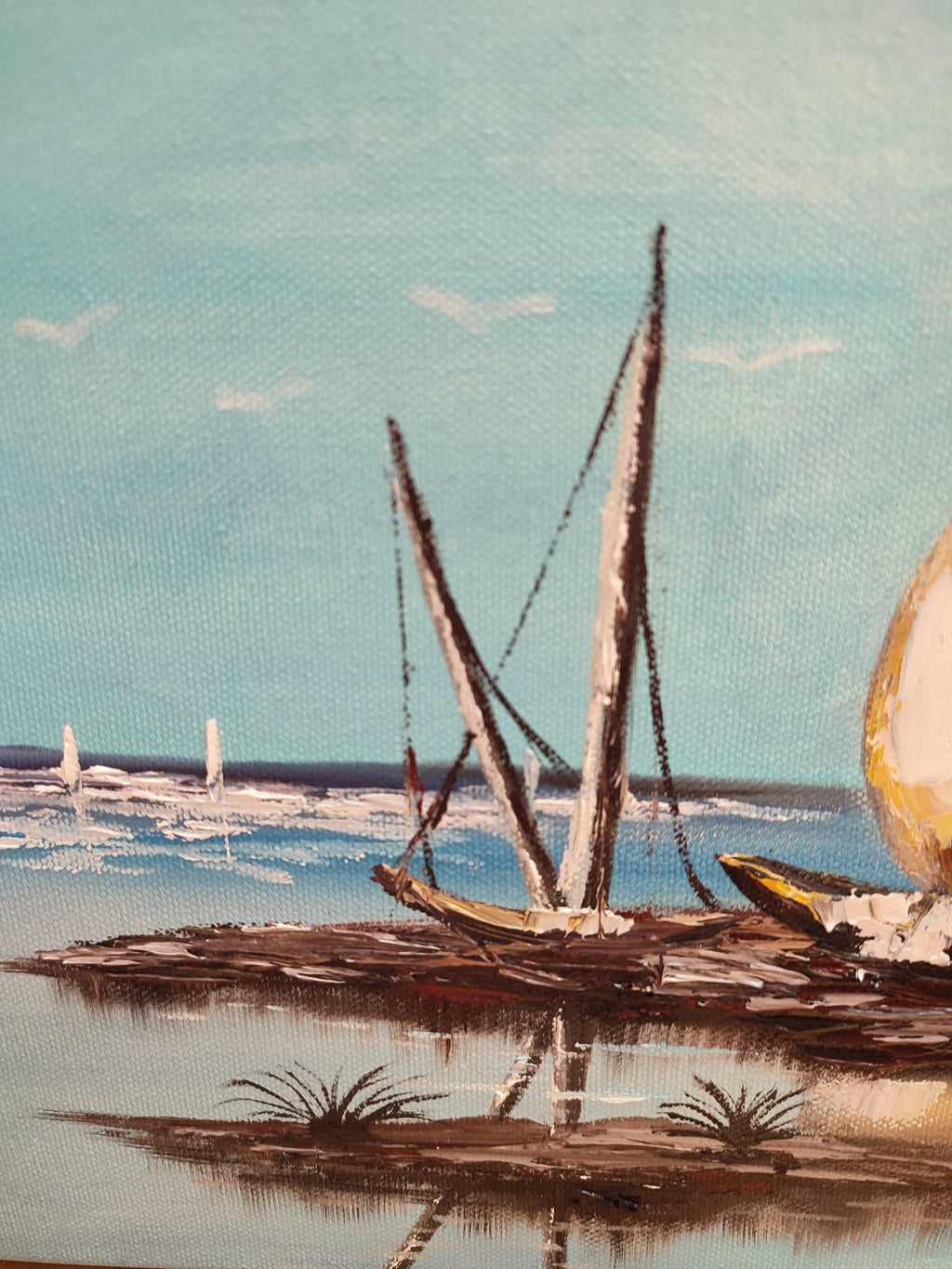 Boat, sea, landscape oil painting