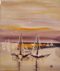 "Boats at the sunset" — Original Impressionistic Sunset Oil Painting by Nataliia Plakhotnyk