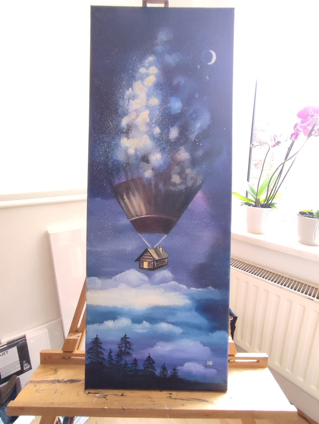 "In the Sky" — Original Impressionistic Surreal Fantasy Painting by Nataliia Plakhotnyk