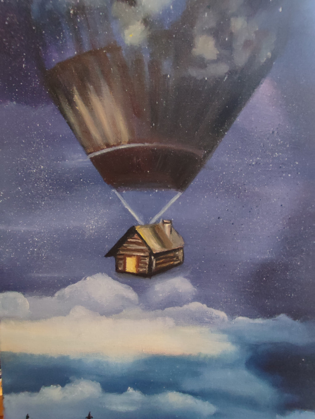 "In the Sky" — Original Impressionistic Surreal Fantasy Painting by Nataliia Plakhotnyk