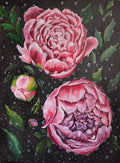 "Peonies in Drops" — Original Impressionistic Pink Peonies Oil Painting by Nataliia Plakhotnyk