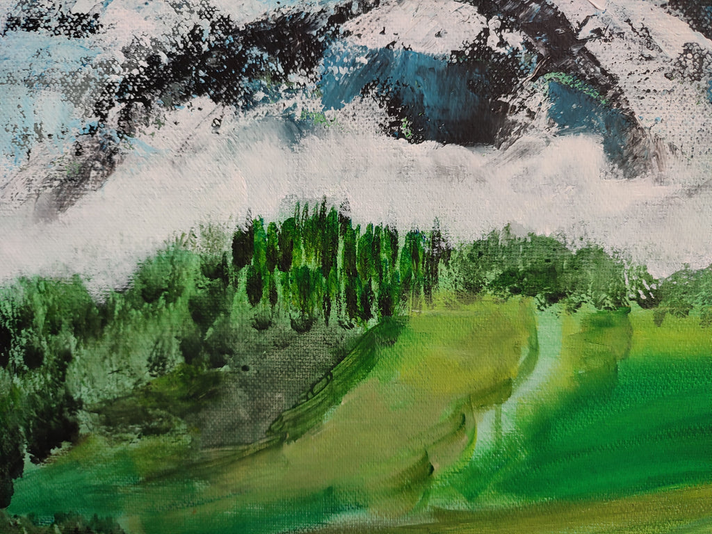 "Spring in the mountains" — Original Impressionistic Mountain Painting by Nataliia Plakhotnyk