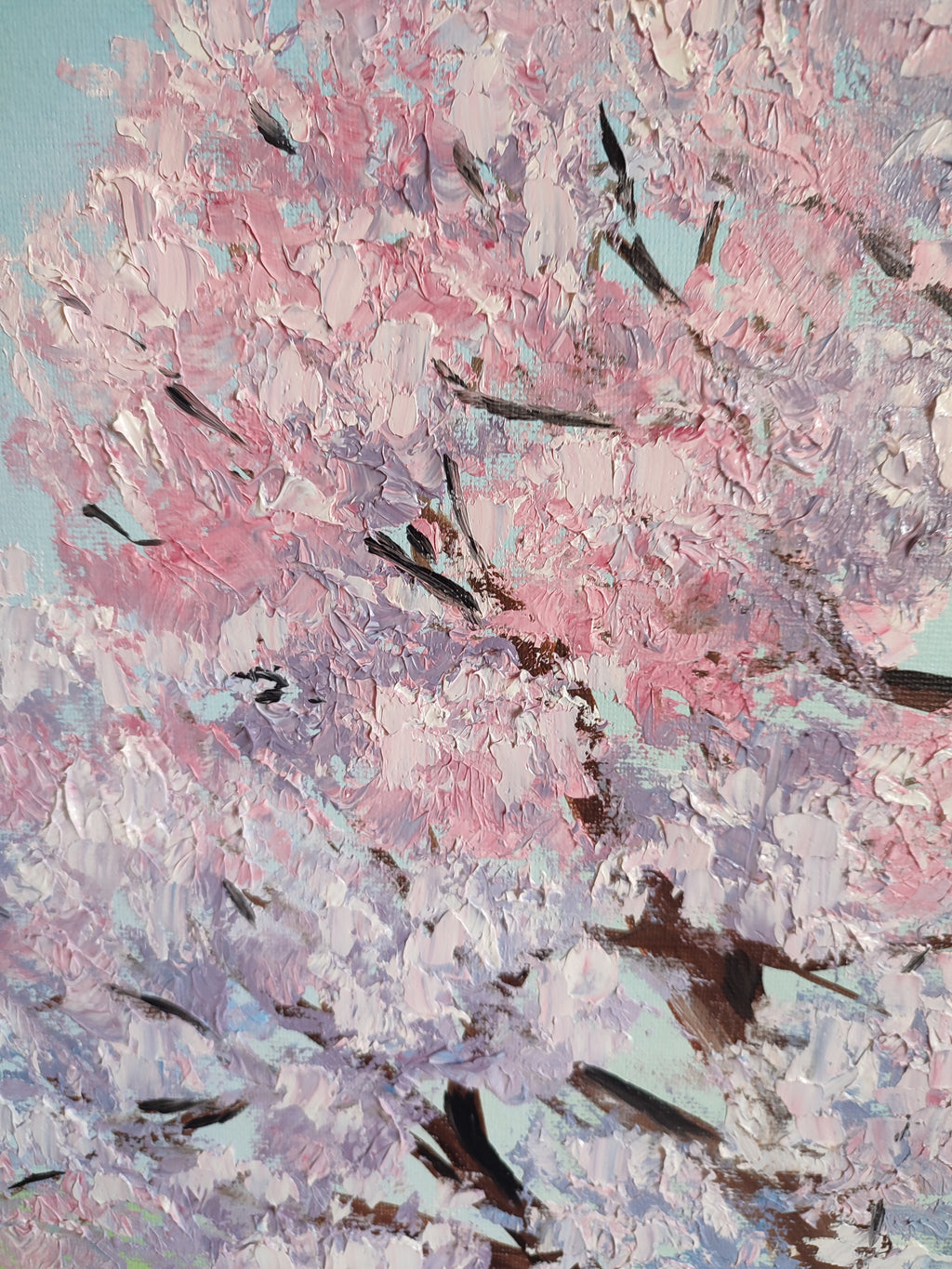 "Sakura is Blooming" — Original Impressionistic Spring Landscape Painting by Nataliia Plakhotnyk