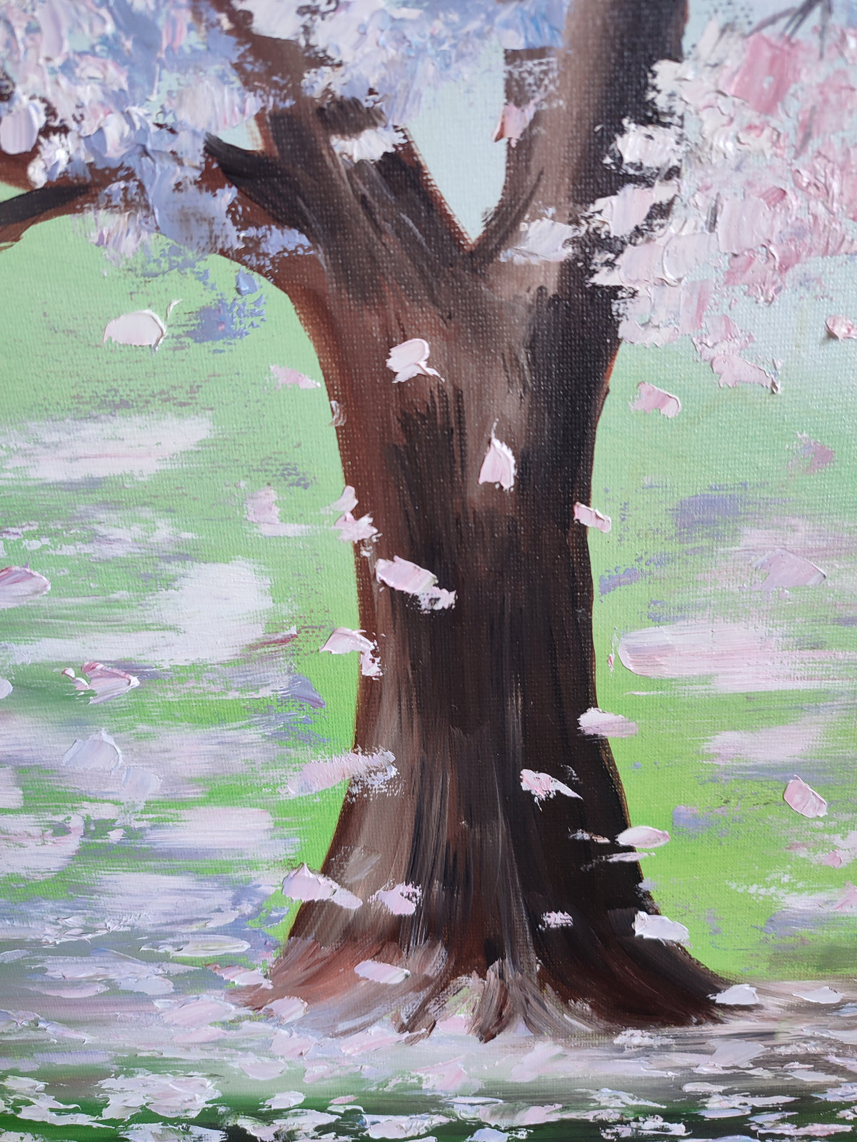 "Sakura is Blooming" — Original Impressionistic Spring Landscape Painting by Nataliia Plakhotnyk