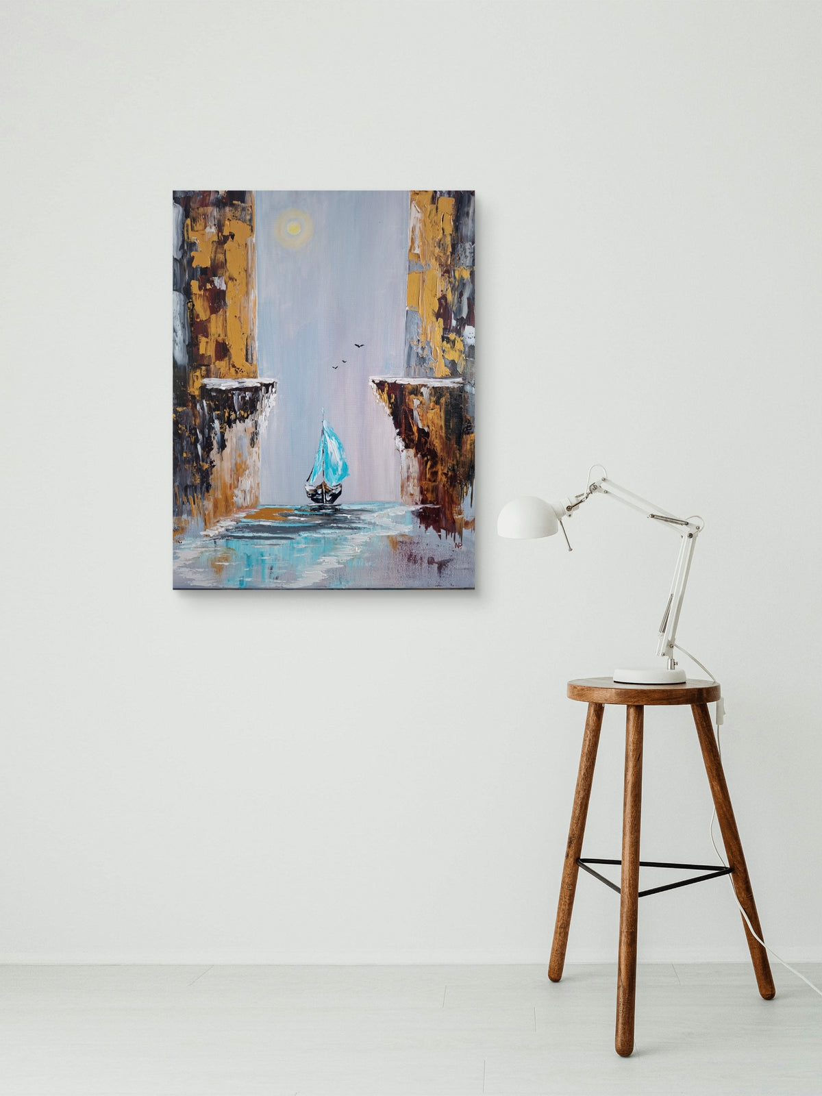 "The Path of Dreams" — Original Textured Oil & Gold Paint Marine Painting by Nataliia Plakhotnyk