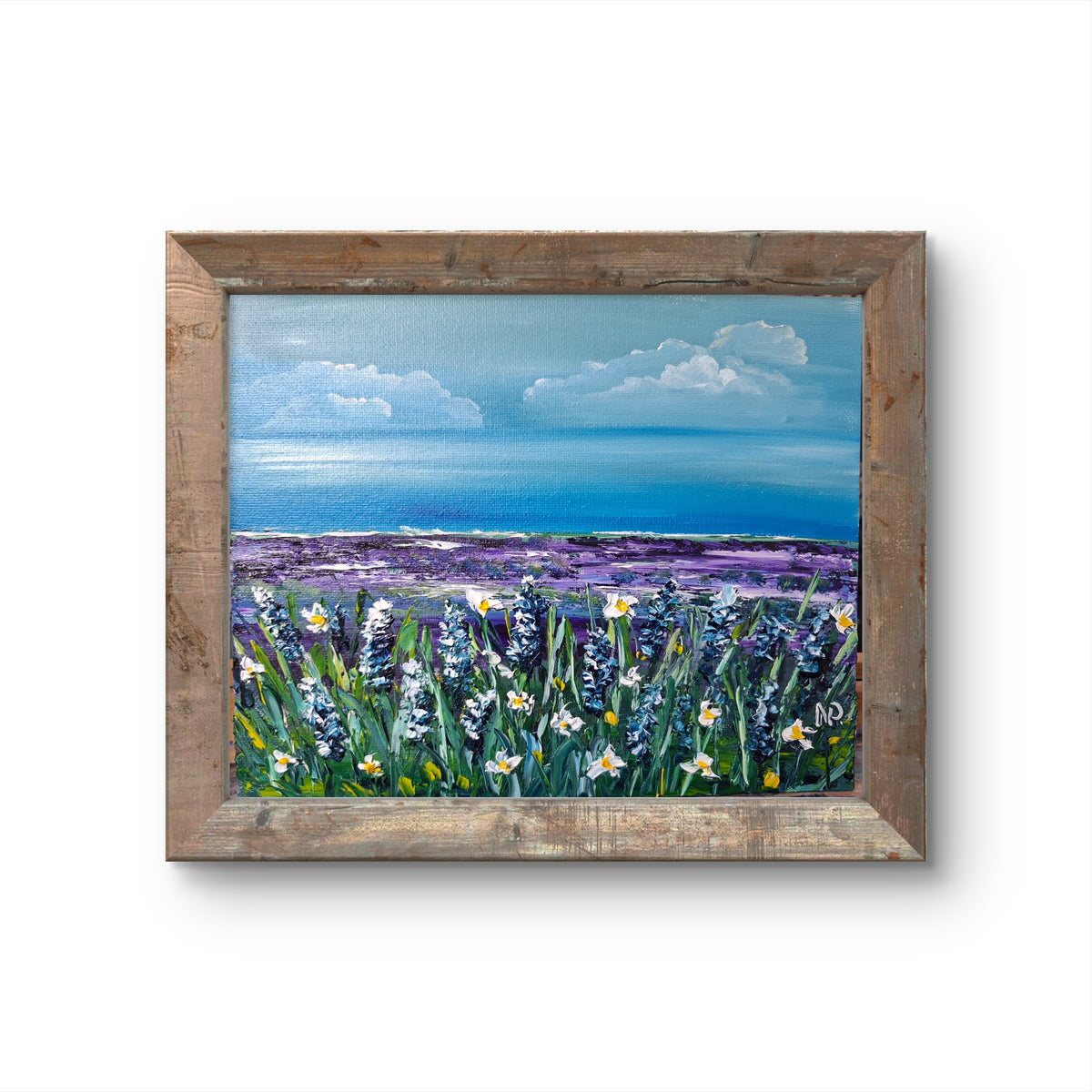 "Lavender Breeze by the Sea" — Original Miniature Floral Oil Painting by Nataliia Plakhotnyk