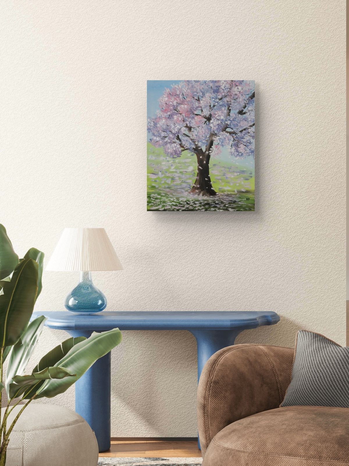 "Sakura is Blooming" — Original Impressionistic Spring Landscape Painting by Nataliia Plakhotnyk