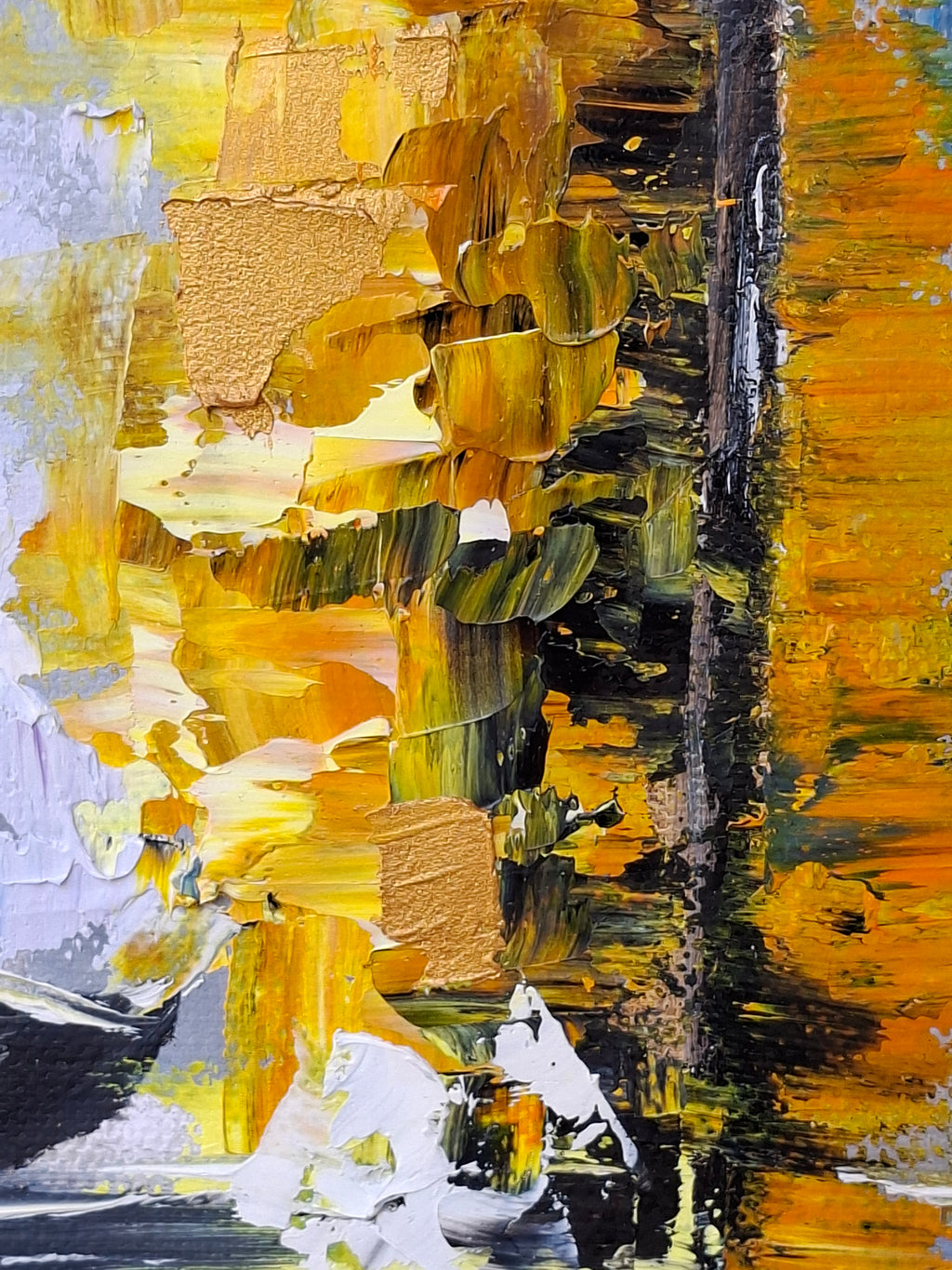 "Serenade of Light and Shadow" — Original Oil & Gold Leaf Painting by Nataliia Plakhotnyk