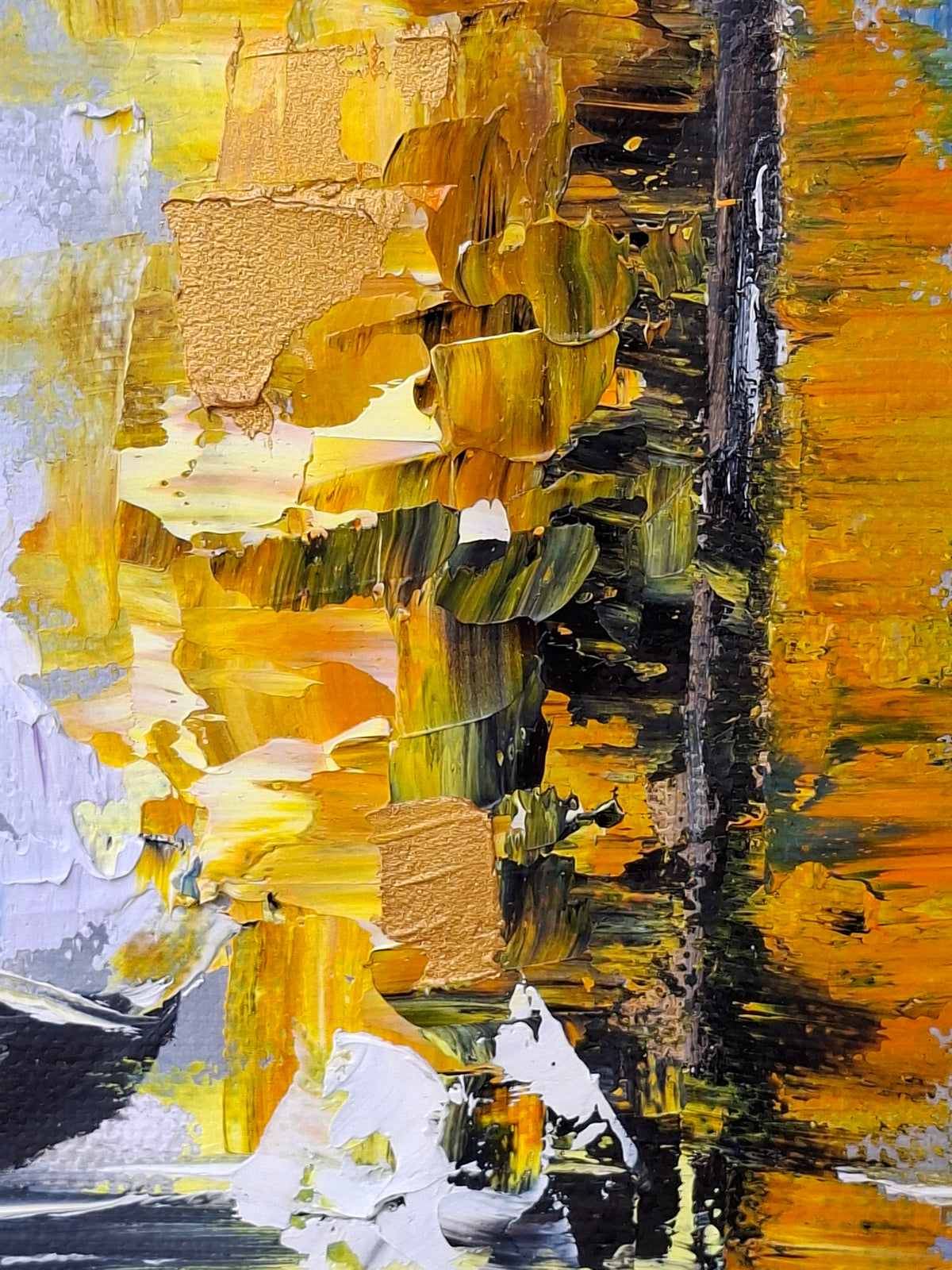 "Serenade of Light and Shadow" — Original Oil & Gold Leaf Painting by Nataliia Plakhotnyk