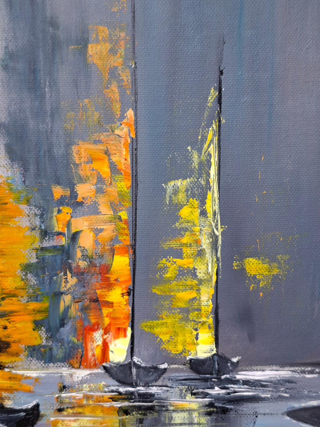 "Serenade of Light and Shadow" — Original Oil & Gold Leaf Painting by Nataliia Plakhotnyk