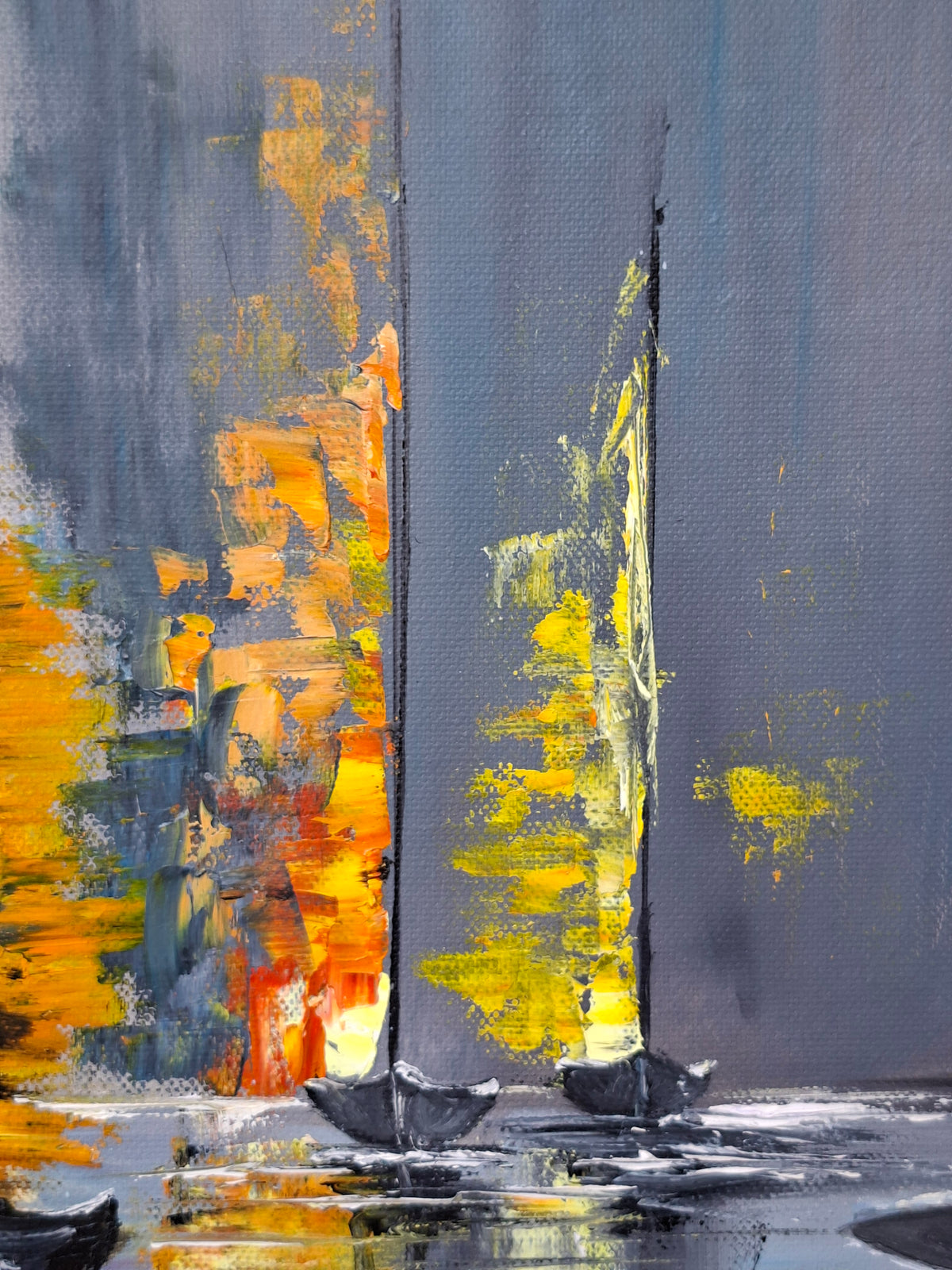 "Serenade of Light and Shadow" — Original Oil & Gold Leaf Painting by Nataliia Plakhotnyk