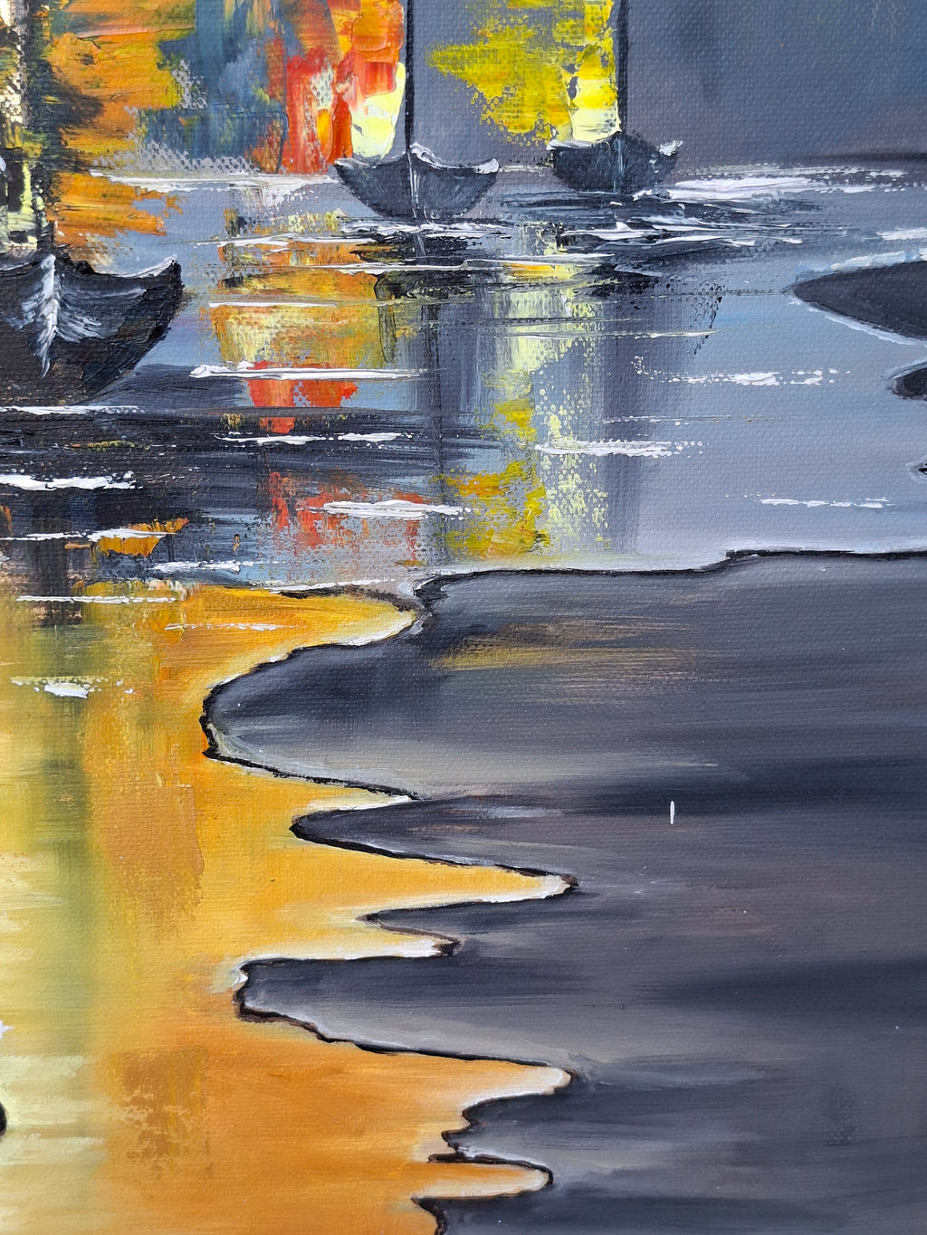 "Serenade of Light and Shadow" — Original Oil & Gold Leaf Painting by Nataliia Plakhotnyk