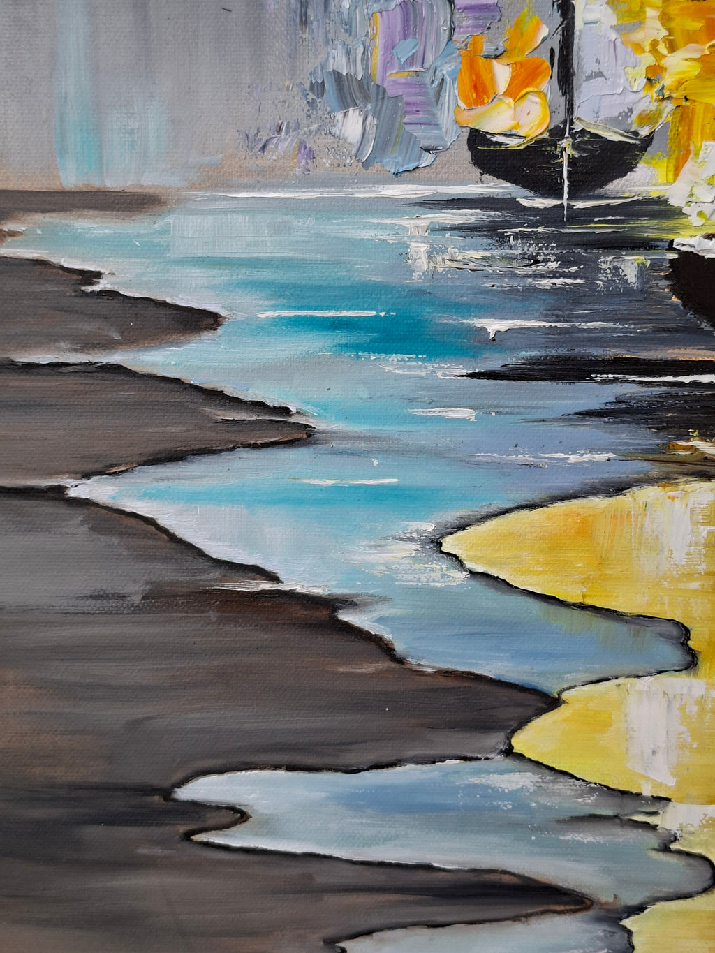 "Serenade of Light and Shadow" — Original Oil & Gold Leaf Painting by Nataliia Plakhotnyk