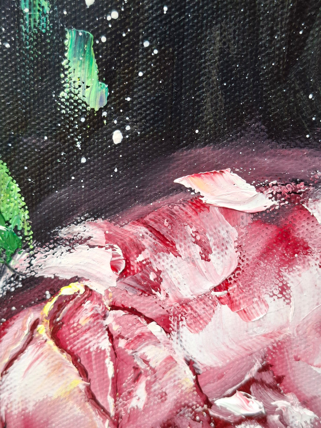 Midnight bloom, floral peonies painting