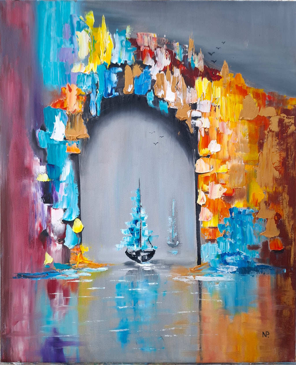 "Gateway to Dreams" — Original Textured Marine Oil Painting by Nataliia Plakhotnyk