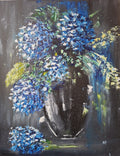 "Midnight Hydrangeas" — Original Textured Floral Oil Painting by Nataliia Plakhotnyk