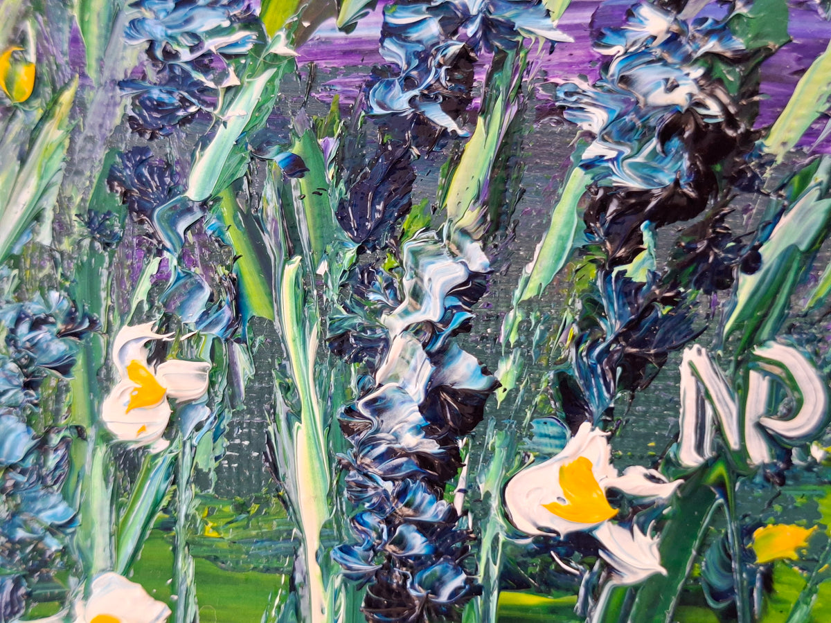 "Lavender Breeze by the Sea" — Original Miniature Floral Oil Painting by Nataliia Plakhotnyk