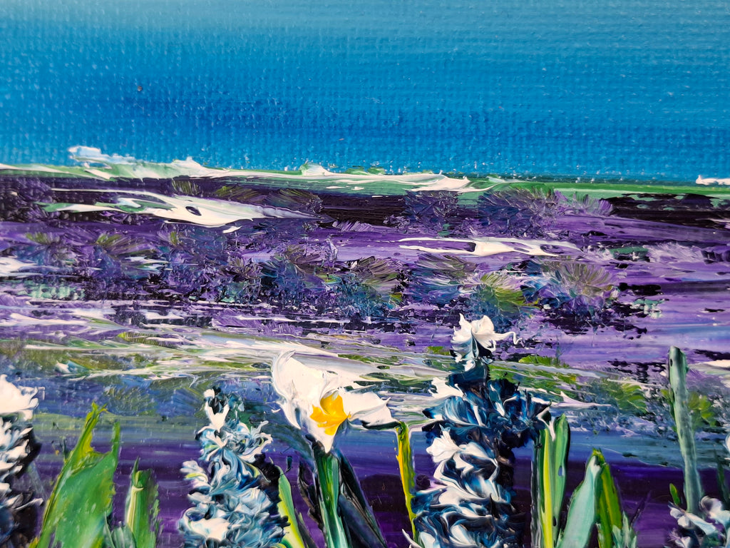 "Lavender Breeze by the Sea" — Original Miniature Floral Oil Painting by Nataliia Plakhotnyk