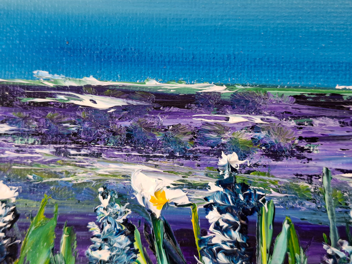 "Lavender Breeze by the Sea" — Original Miniature Floral Oil Painting by Nataliia Plakhotnyk