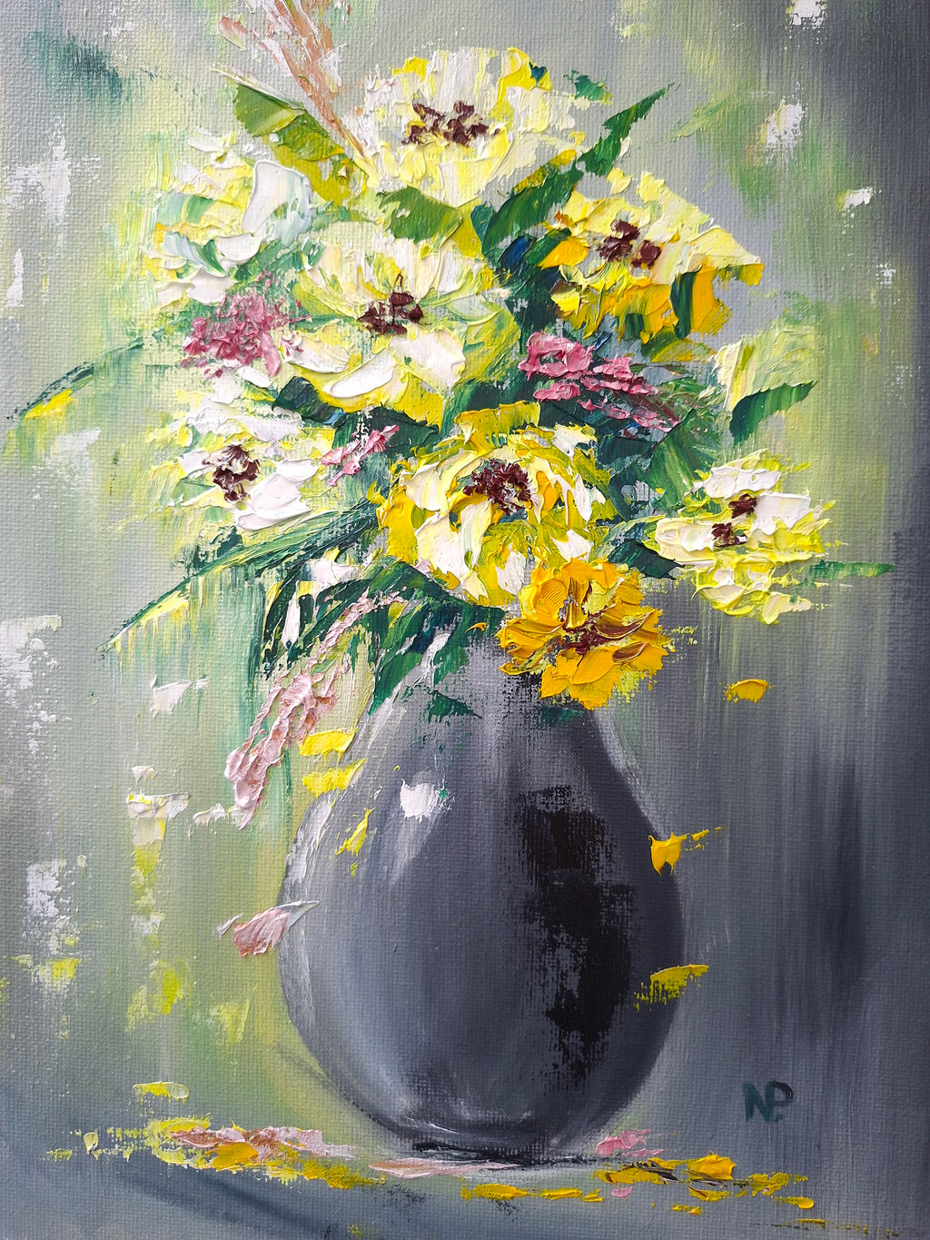 "Sunny Bouquet" — Original Textured Floral Oil Painting by Nataliia Plakhotnyk
