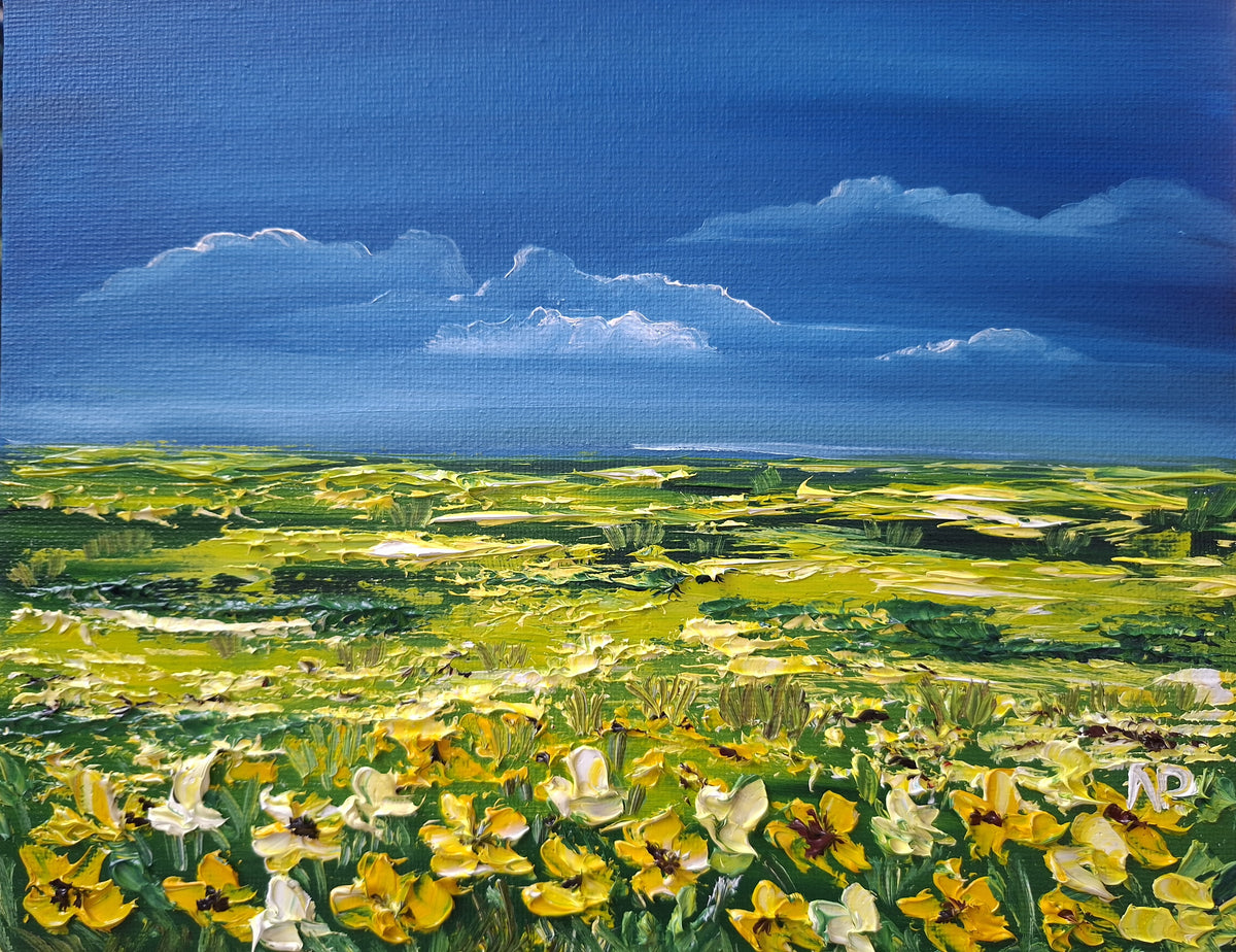 "The Fields of Gold" — Original Miniature Floral Oil Painting by Nataliia Plakhotnyk