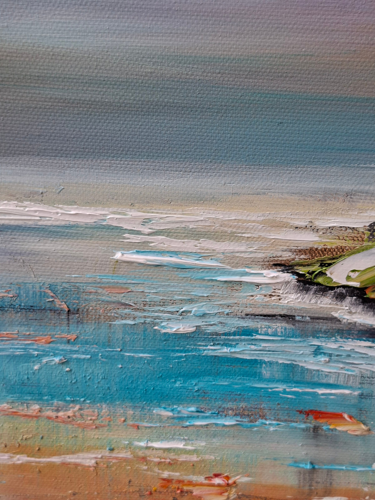 "Autumn Whispers at the Shore" — Original Large Textured Landscape Oil Painting by Nataliia Plakhotnyk