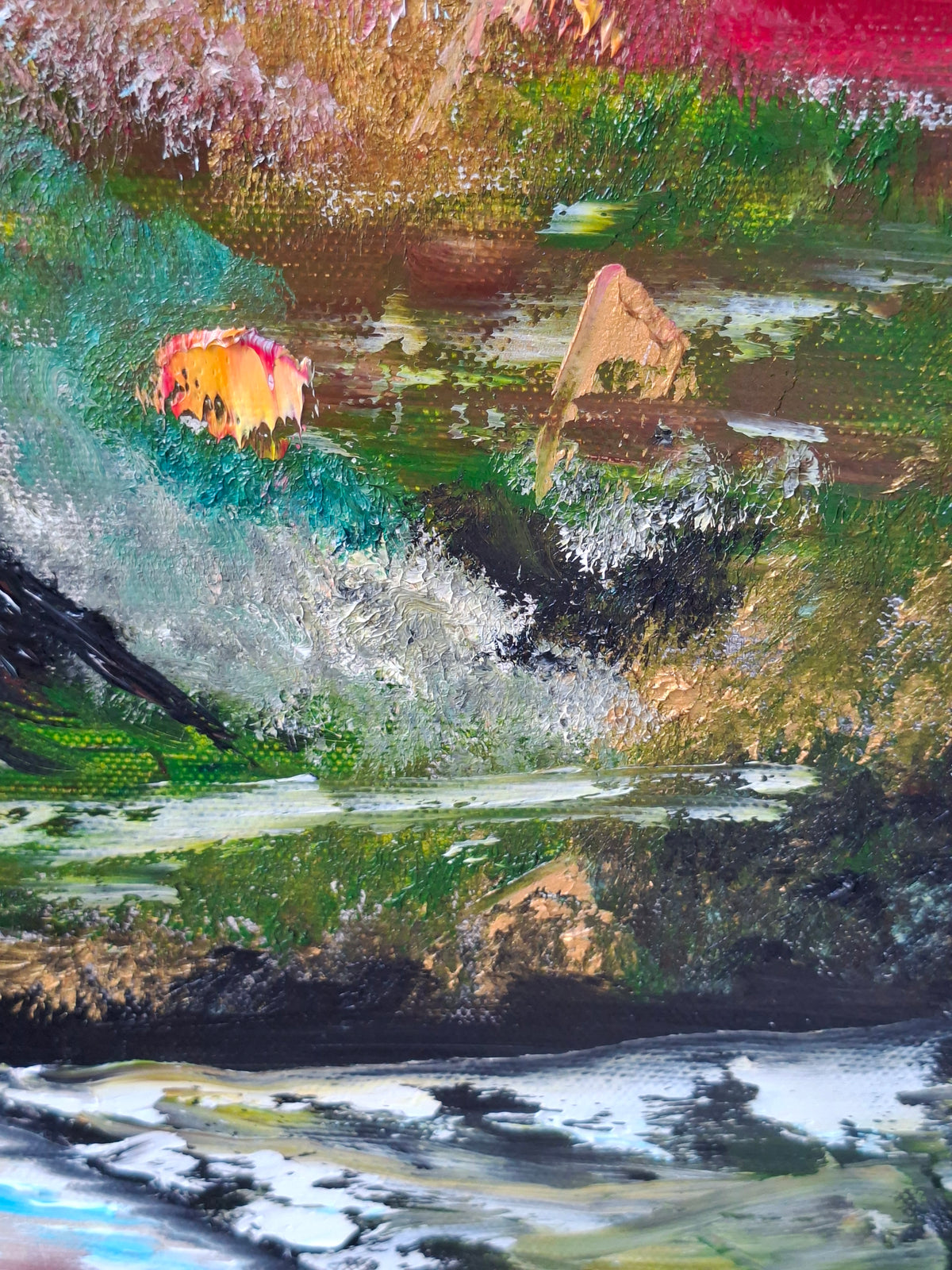 "Autumn Whispers at the Shore" — Original Large Textured Landscape Oil Painting by Nataliia Plakhotnyk