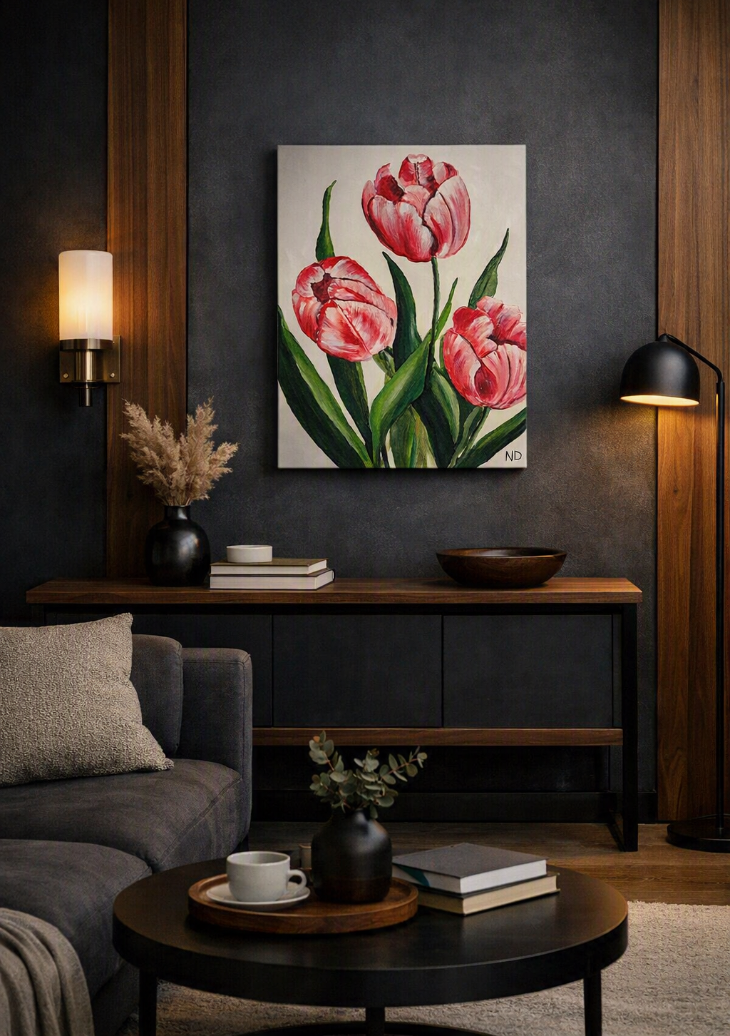 Tulips, original floral, spring painting
