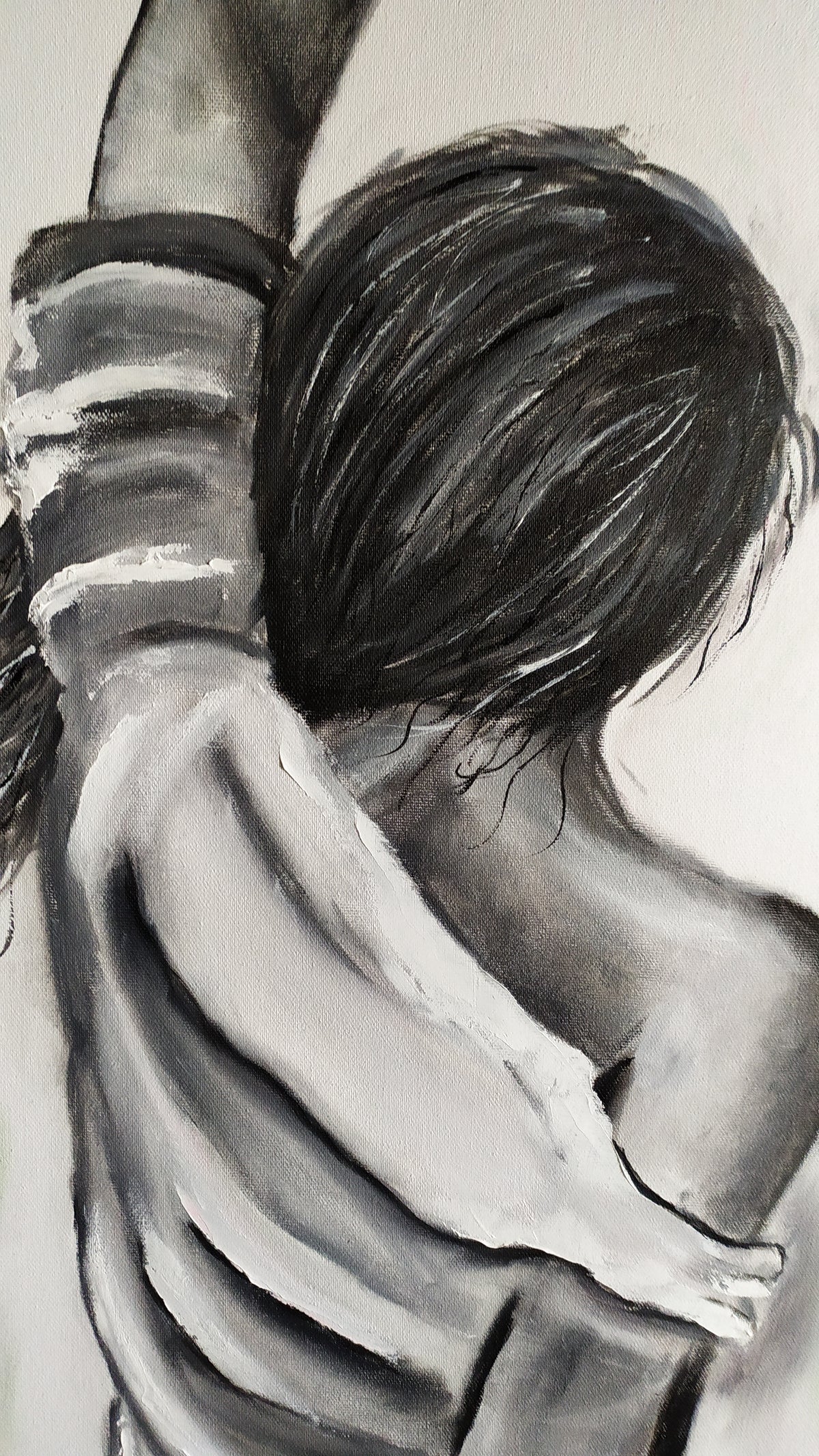 "You go the wrong way! Lights on the other side! I don't care; I light mine..." — Original Expressive Portrait Painting by Nataliia Plakhotnyk
