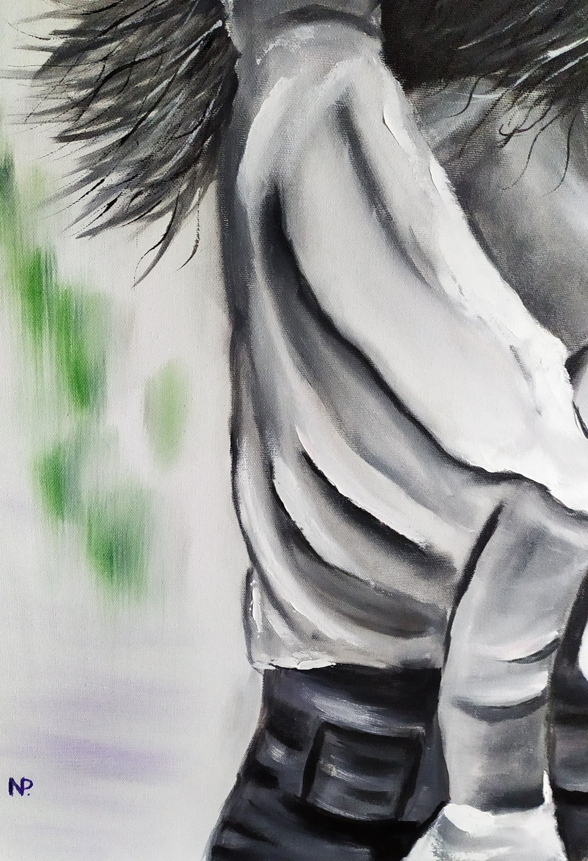 "You go the wrong way! Lights on the other side! I don't care; I light mine..." — Original Expressive Portrait Painting by Nataliia Plakhotnyk