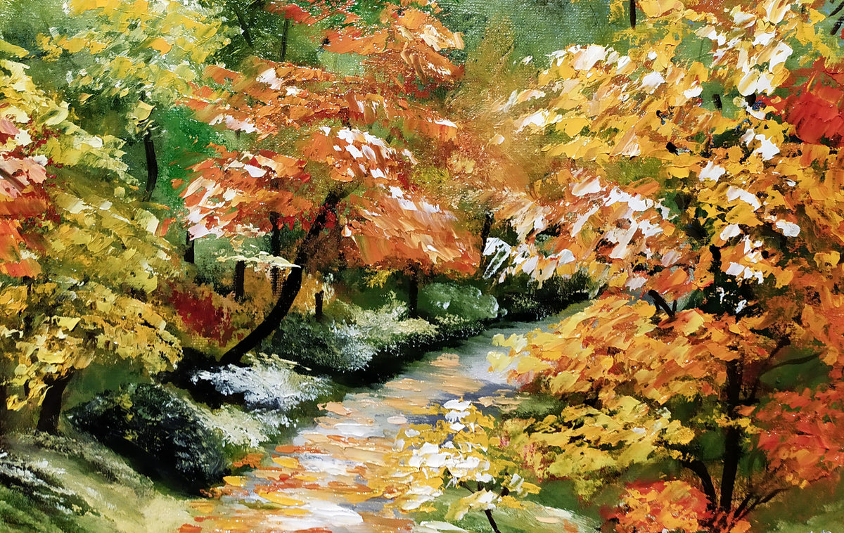 "Autumn Road" — Original Impressionistic Oil Painting by Nataliia Plakhotnyk