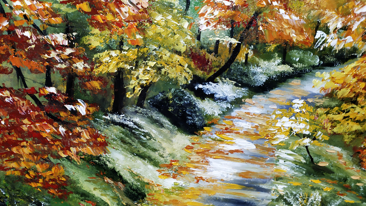 "Autumn Road" — Original Impressionistic Oil Painting by Nataliia Plakhotnyk