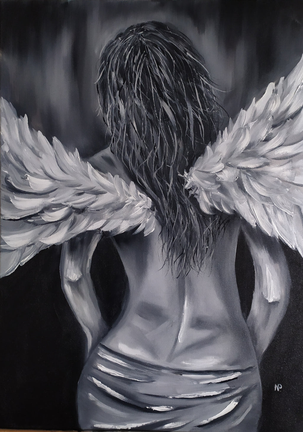 "Lonely Angel" — Original Impressionistic Figurative Oil Painting by Nataliia Plakhotnyk