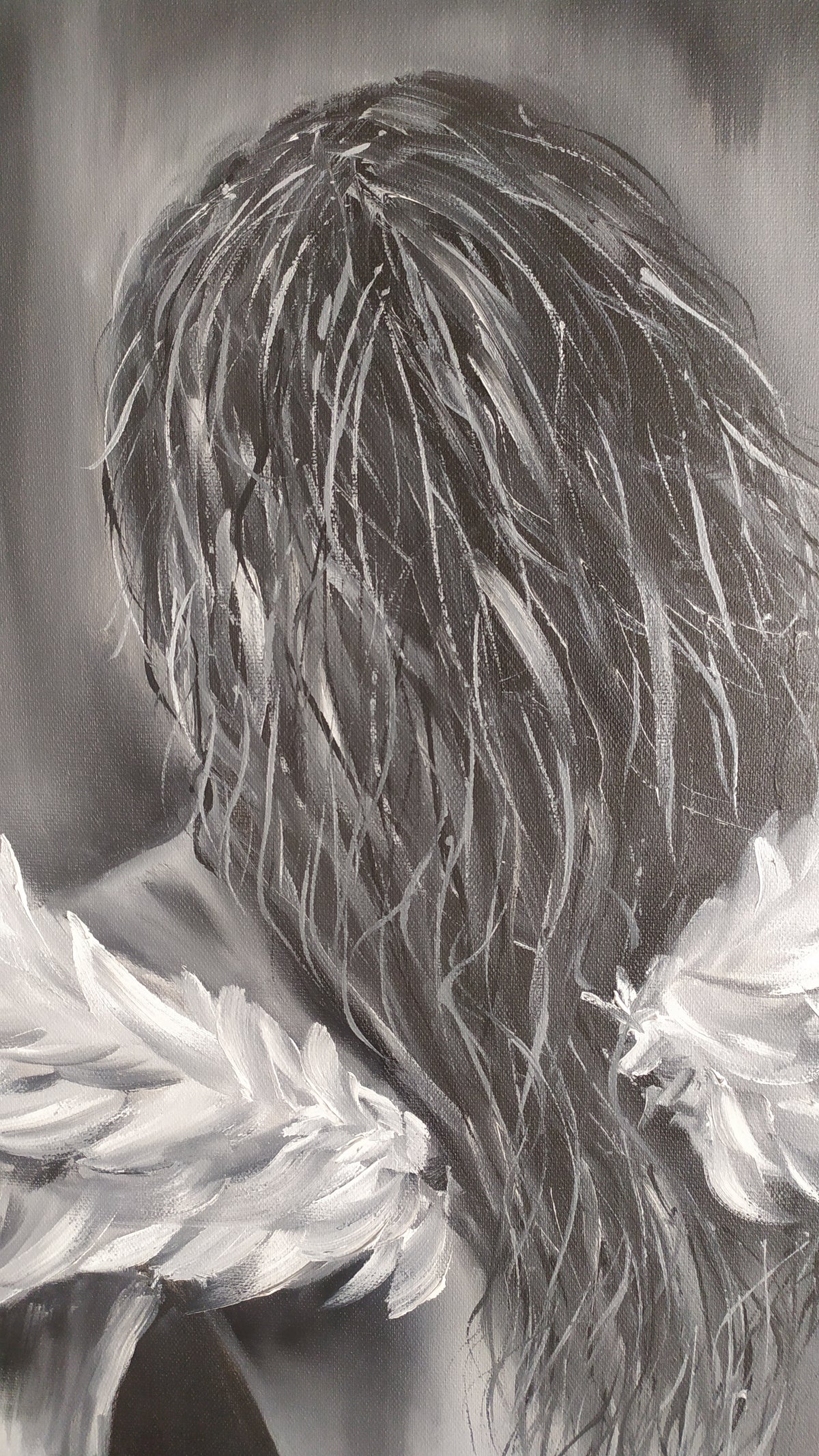 "Lonely Angel" — Original Impressionistic Figurative Oil Painting by Nataliia Plakhotnyk